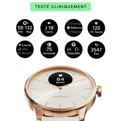 Montre de Santé Connecté Femme Withings Scanwatch Light - Wsw L Rowhi Bracelet Caoutchouc Blanc