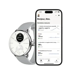 Montre de Santé Connecté Femme Withings Scanwatch 2 - Wsw 238 White Bracelet Caoutchouc Gris