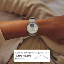 Montre de Santé Connecté Femme Withings Scanwatch 2 - Wsw 238 White Bracelet Caoutchouc Gris