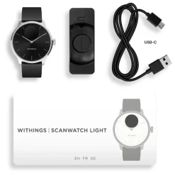 Montre de Santé Connecté Femme Withings Scanwatch Light - Wsw L Black Bracelet Caoutchouc Noir