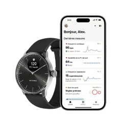 Montre de Santé Connecté Femme Withings Scanwatch Light - Wsw L Black Bracelet Caoutchouc Noir