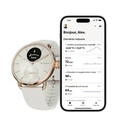 Montre de Santé Connecté Femme Withings Scanwatch 2 - Wsw 238 Rowhi Bracelet Caoutchouc Blanc