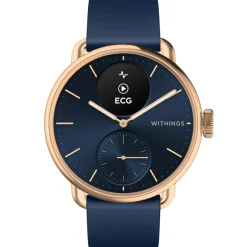 Montre de Santé Connecté Femme Withings Scanwatch 2 - Wsw 238 Roblu Bracelet Caoutchouc Bleu
