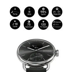 Montre de Santé Connecté Femme Withings Scanwatch 2 - Wsw 238 Black Bracelet Caoutchouc Noir