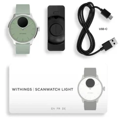 Montre de Santé Connecté Femme Withings Scanwatch Light - Wsw L Green Bracelet Caoutchouc Vert