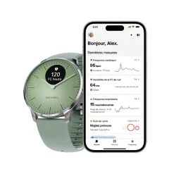 Montre de Santé Connecté Femme Withings Scanwatch Light - Wsw L Green Bracelet Caoutchouc Vert