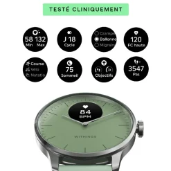 Montre de Santé Connecté Femme Withings Scanwatch Light - Wsw L Green Bracelet Caoutchouc Vert