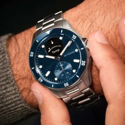 Montre de Santé Connectée Homme Withings Scanwatch Nova - Wsw N Blue Bracelet Acier Argent