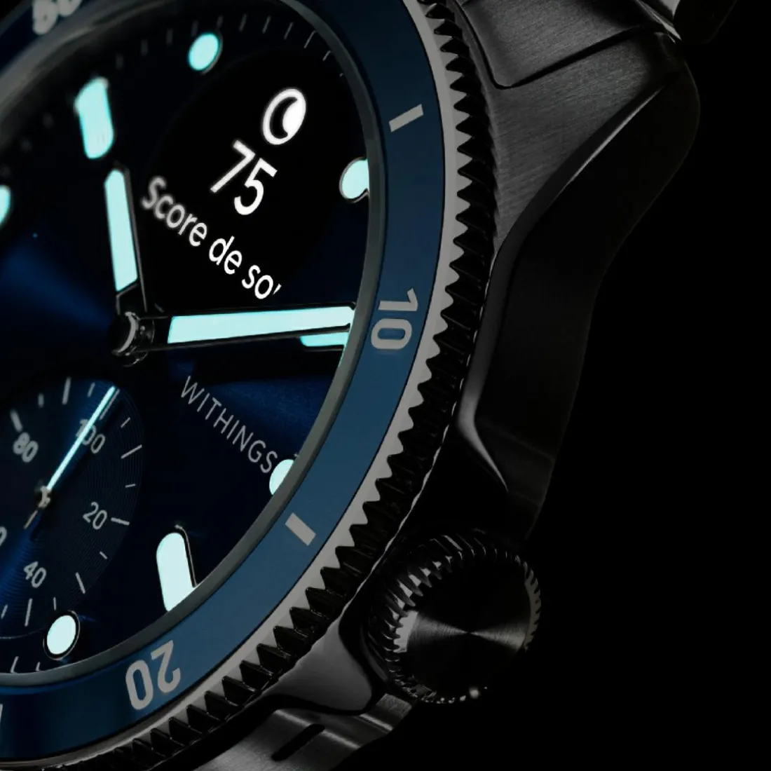 Montre de Santé Connectée Homme Withings Scanwatch Nova - Wsw N Blue Bracelet Acier Argent