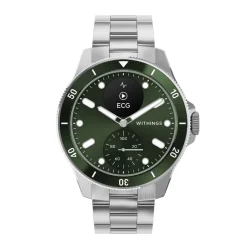 Montre de Santé Connectée Homme Withings Scanwatch Nova - Wsw N Green Bracelet Acier Argent