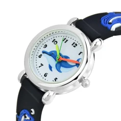 Montre enfant dauphin noir et bleu