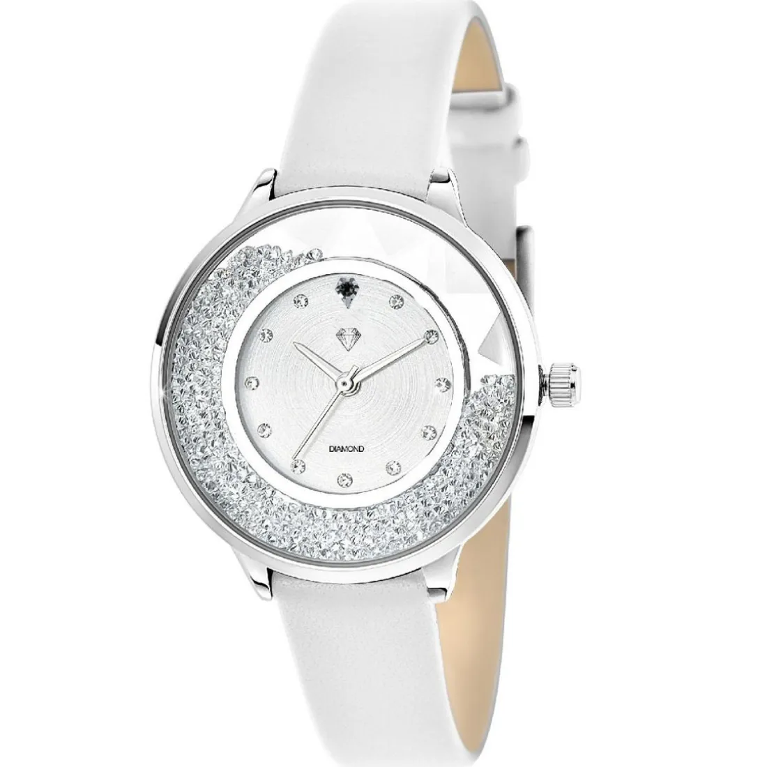 Montre femme MF459-DIAMANT-BLANC - Bracelet en Cuir Blanc