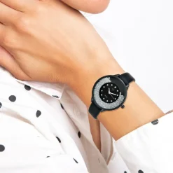 Montre femme MF459-DIAMANT-NOIR - Bracelet en Cuir Noir