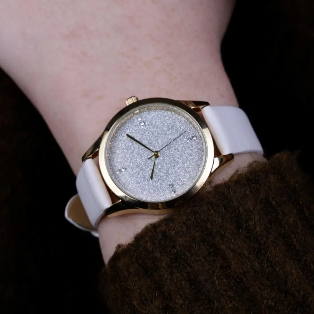 Montre femme MF485-DORE - Bracelet Cuir Blanc