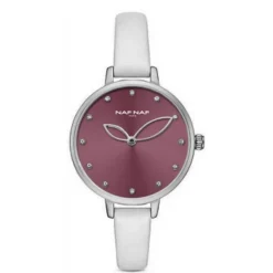 Montre Femme Naf Naf - NAFW1015 Bracelet Cuir Blanc