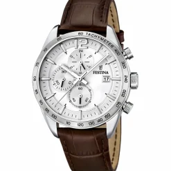 Montre Festina F16760-1 - Montre Marron Argent Cuir Festina Montres