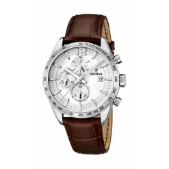 Montre Festina F16760-1 - Montre Marron Argent Cuir Festina Montres