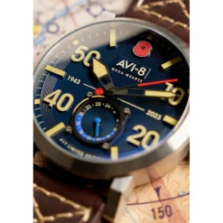 Montre Homme AVI-8 Dambuster 80Th Anniversary Royal British Legion Meca-Quatz Limited Edition - AV-4108-RBL-02 Bracelet Cuir Marron