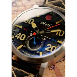 Montre Homme AVI-8 Dambuster 80Th Anniversary Royal British Legion Meca-Quatz Limited Edition - AV-4108-RBL-01 Bracelet Cuir Noir