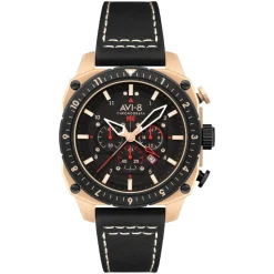 Montre Homme AVI-8 Hawker Hunter Atlas Dual Time Chronograph - AV-4100-06 Bracelet Cuir Noir