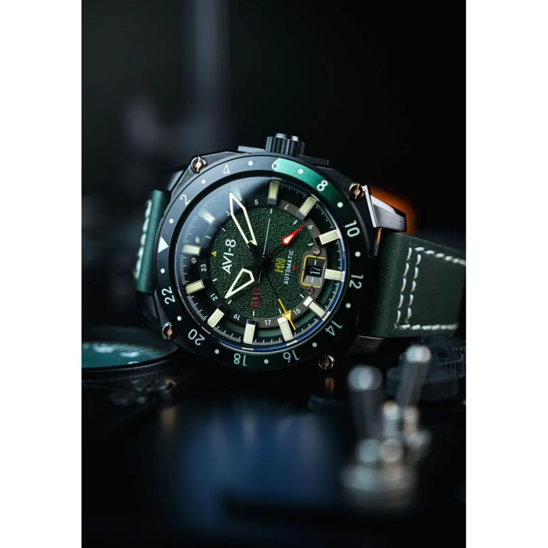 Montre Homme Avi-8 Hawker Hunter - AV-4122-03 Bracelet Cuir Vert