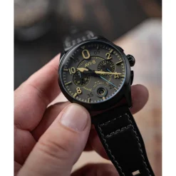 Montre Homme AVI-8 Spitfire Lock Chronograph - AV-4089-08 Bracelet Cuir Noir