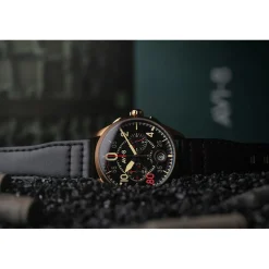 Montre Homme AVI-8 Spitfire Lock Chronograph D-Day 80 Limited Edition - AV-4089-0A Bracelet Cuir Noir