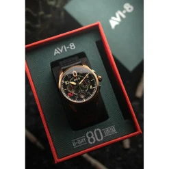 Montre Homme AVI-8 Spitfire Lock Chronograph D-Day 80 Limited Edition - AV-4089-0A Bracelet Cuir Noir