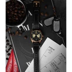 Montre Homme AVI-8 Spitfire Lock Chronograph - AV-4089-07 Bracelet Cuir Noir