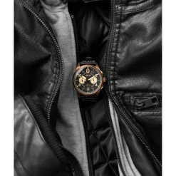 Montre Homme AVI-8 Spitfire Lock Chronograph - AV-4089-07 Bracelet Cuir Noir