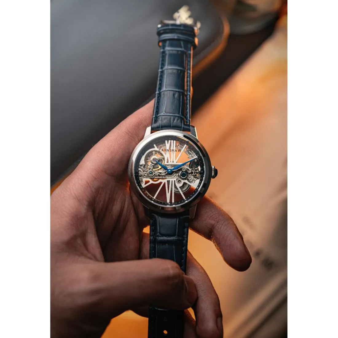 Montre Homme EARNSHAW Cornwall Bridge Automatic - ES-8287-01 Bracelet Cuir Bleu