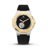 Montre Homme Maison Du Temps MTZeta Coeur Ouvert Noir Doré Jaune SIlicone Noir