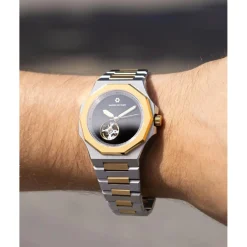 Montre Homme Maison Du Temps MTZeta Coeur Ouvert Noir Doré Jaune Acier