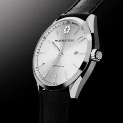Montre Homme Maison Du Temps MTOmicron Silver Cuir Noir