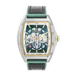Montre Homme Montignac - MOW803 Bracelet Cuir Noir,Vert