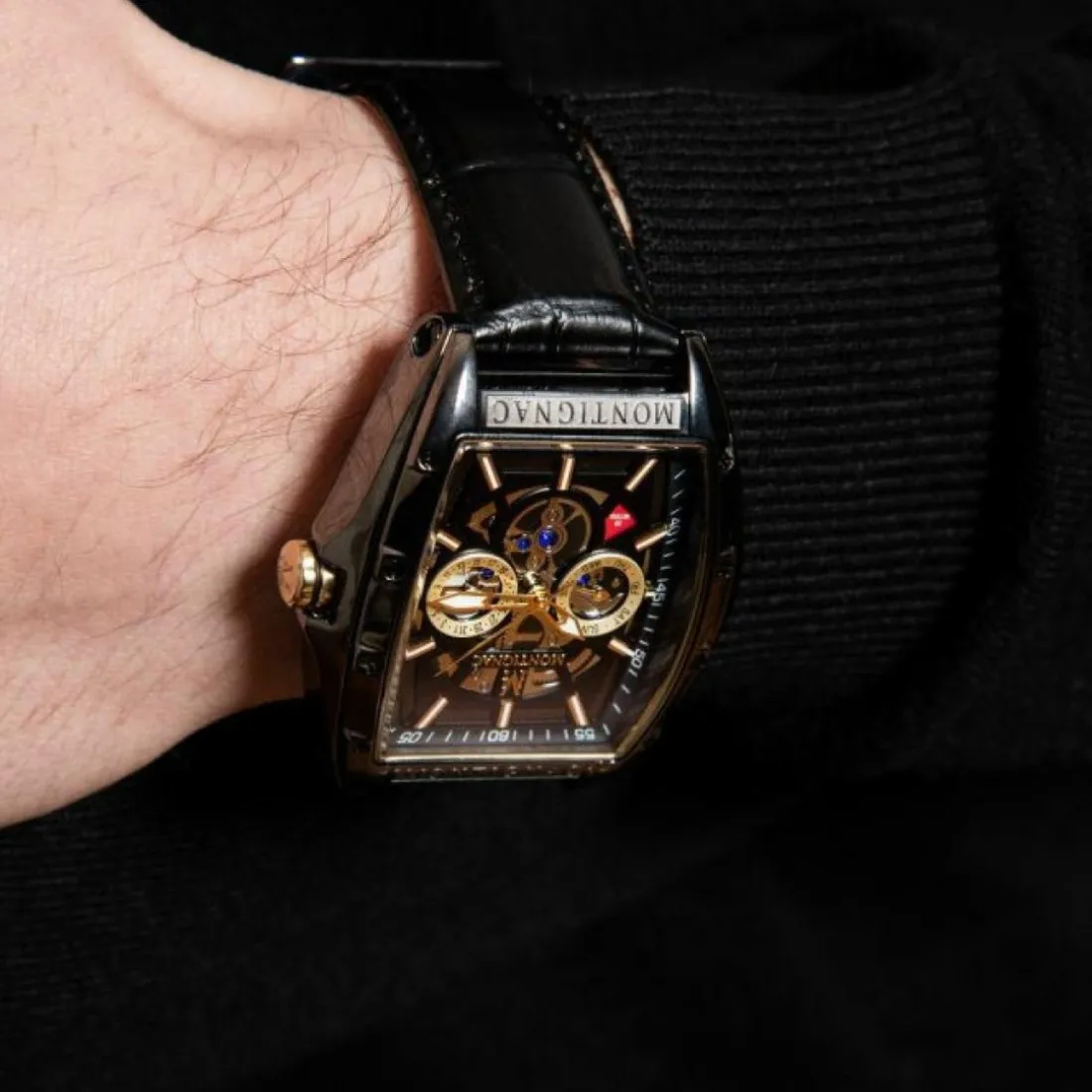 Montre Homme Montignac - MOW702 Bracelet Cuir Noir