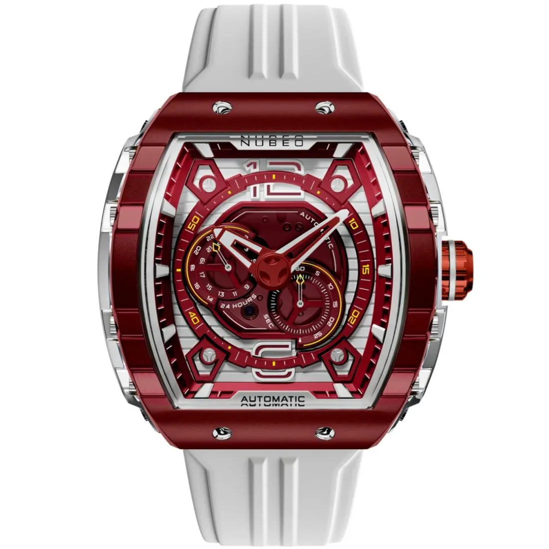 Montre Homme Nubeo Montres Magellan 24H Automatic - NB-6087-02 Bracelet Silicone Blanc