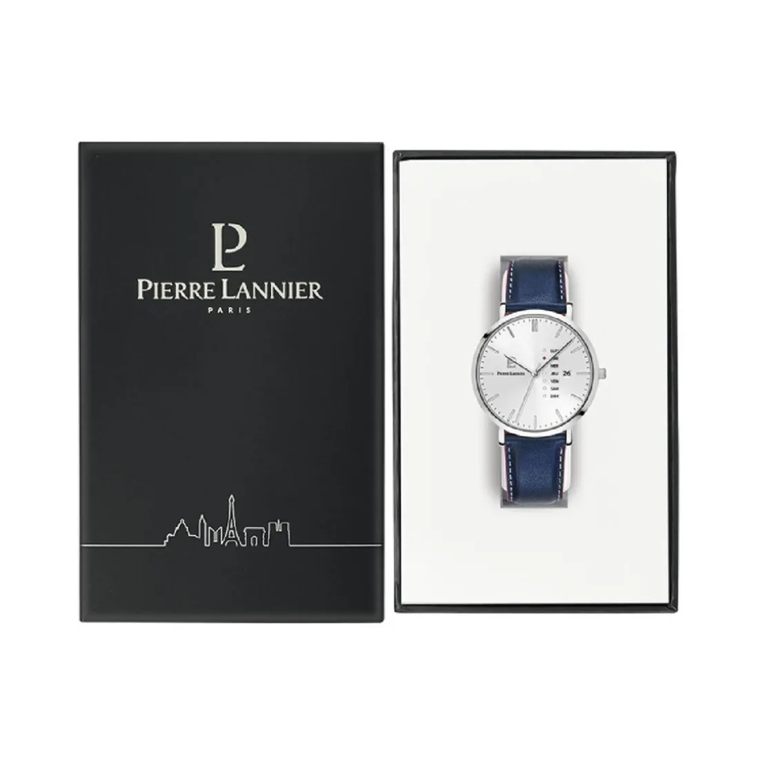 Montre Homme Pierre Lannier Data - 242D126 Bracelet Cuir Bleu