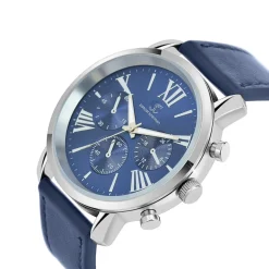 Montre homme quartz acier et cuir bleu MH289 par Pascal Szerman