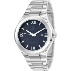 Montre homme quartz acier fond rond noir