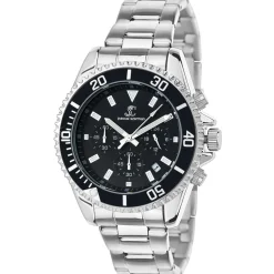 Montre homme quartz acier et fond noir par Pascal Szerman