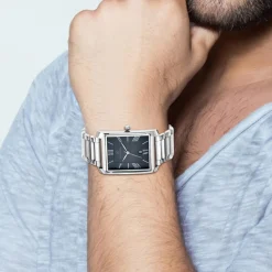 Montre homme quartz acier fond noir