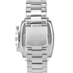 Montre homme quartz carrée acier et fond blanc