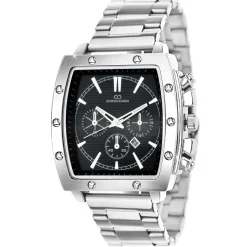 Montre homme quartz carrée acier et fond noir
