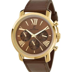 Montre homme quartz dorée et cuir marron MH289 par Pascal Szerman