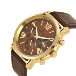 Montre homme quartz dorée et cuir marron MH289 par Pascal Szerman