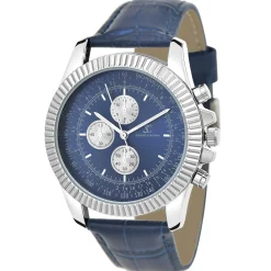 Montre homme quartz MH311-BLEU par Pascal Szerman acier et cuir bleu