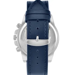Montre homme quartz MH308-BLEU par Pascal Szerman acier et cuir bleu