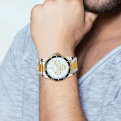 Montre homme quartz par Pascal Szerman bicolore fond bland