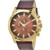 Montre homme quartz par Pascal Szerman dorée et marron